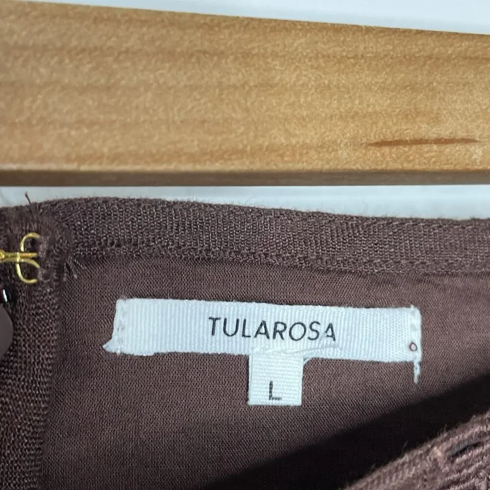 Linen Ruffled Mini Skirt Brown Womens L Tularosa Fairy Grunge Boho Romantic